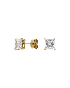 Pre-Owned 9ct Yellow Gold Square Cubic Zirconia Stud Earrings