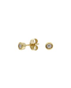 Pre-Owned 9ct Yellow Gold Rubover Diamond Stud Earrings
