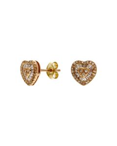 Pre-Owned 18ct Rose Gold Diamond Set Heart Stud Earrings