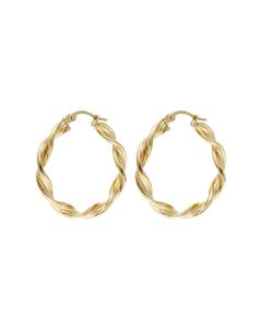 Pre-Owned 9ct Yellow Gold Twist Hoop Creole Earrings