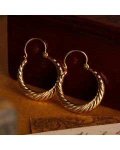 Pre-Owned Vintage 1984 9ct Yellow Gold Wave Creole Earrings