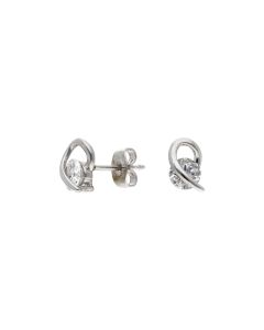 Pre-Owned 9ct White Gold Cubic Zirconia Set Wave Stud Earrings