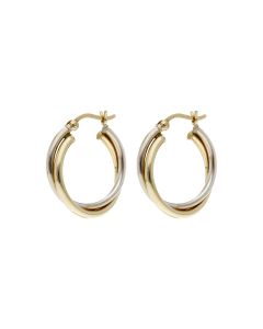 Pre-Owned 9ct Yellow & White Gold Double Tube Creole Earrings