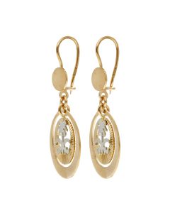 Pre-Owned 18ct Yellow & White Gold Palm Tree Creole Earrings