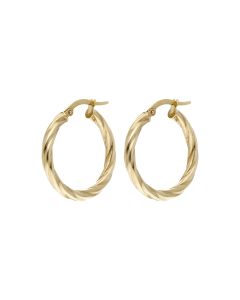 Pre-Owned 9ct Yellow Gold Twist Hoop Creole Earrings