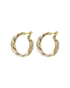 Pre-Owned 9ct Yellow Rose & White Gold Flat Twist Hoop Earrings