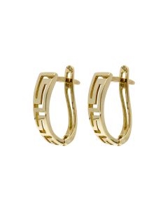 Pre-Owned 14ct Yellow Gold Greek Key Cuff Earrings