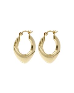 Pre-Owned 9ct Yellow Gold Ridge Patterned Creole Earrings