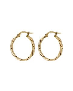 Pre-Owned 9ct Yellow Gold Twist Effect Hoop Earrings