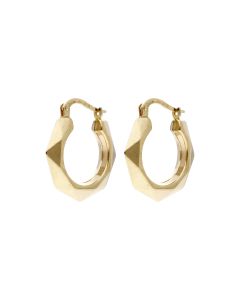 Pre-Owned 9ct Yellow Gold Faceted Creole Earrings