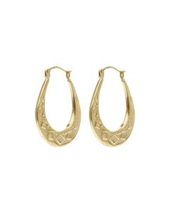 Pre-Owned 9xt Yellow Gold Harlequin Pattern Creole Earrings