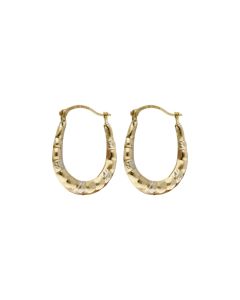 Pre-Owned 9ct Yellow Gold Small Patterned Creole Earrings