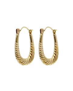 Pre-Owned 9ct Yellow Gold Ridged Creole Earrings