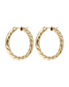Pre-Owned 9ct Yellow Gold Twist Effect Hoop Earrings