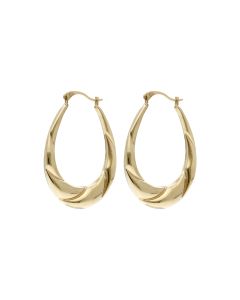 Pre-Owned 9ct Yellow Gold Twist Effect Creole Earrings