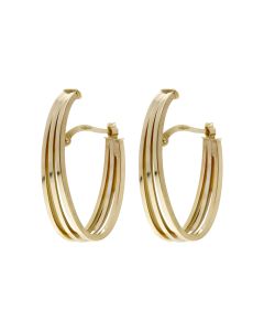 Pre-Owned 9ct Yellow Gold Triple Row Creole Earrings