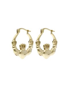 Pre-Owned 9ct Yellow Gold Claddagh Creole Earrings