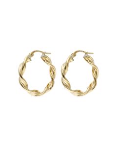 Pre-Owned 9ct Yellow Gold Ridged Ribbon Twist Creole Earrings