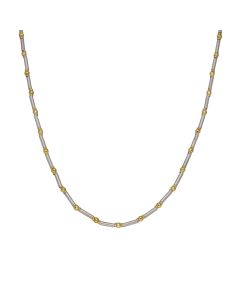 Pre-Owned 9ct Yellow & White Gold 16" Bead & Bar Link Necklace
