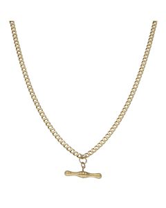 Pre-Owned 9ct Gold T-Bar Pendant & Curb Link Chain Necklace