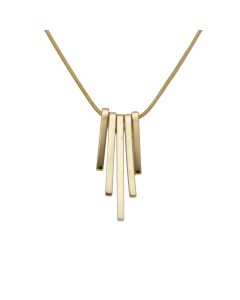 Pre-Owned 9ct Gold Graduated Bars Pendant & Chain Necklace