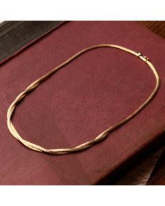 Pre-Owned Vintage 1977 9ct Gold 16" Twist Herringbone Necklet
