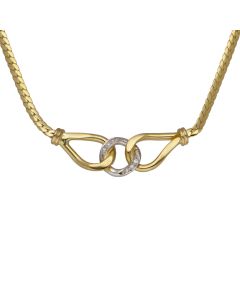 Pre-Owned 9ct Gold Diamond Set 16" Entwined Linked Necklet