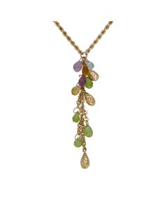 Pre-Owned 9ct Yellow Gold 17" Gemstone Set Tassle Necklace