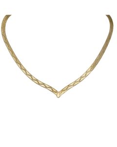 Pre-Owned 9ct Yellow Gold 16" Herringbone Wishbone Necklet
