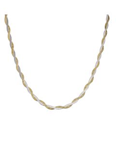 Pre-Owned 9ct Yellow & White Gold Woven Herringbone Necklet