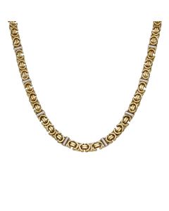 Pre-Owned 9ct Yellow & White Gold 16" Byzantine Chain Necklace