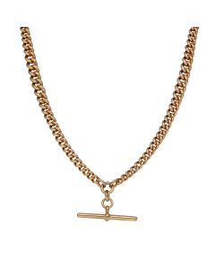 Pre-Owned 9ct Rose Gold 16" Albert Link T-Bar Necklace