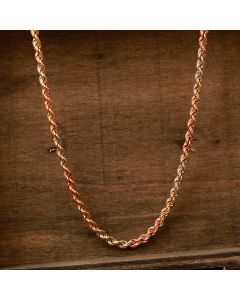 Pre-Owned Vintage 1983 9ct Yellow Rose & White Gold Rope Chain