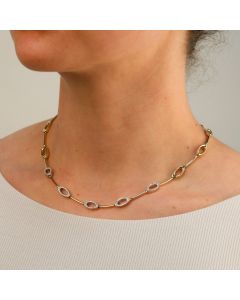 Pre-Owned 9ct Yellow & White Gold 17" Cubic Zirconia Set Necklet