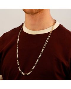 Pre-Owned 9ct Yellow Gold 30" Solid Figaro Chain Necklace