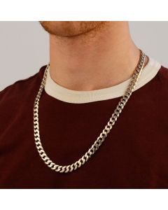 Pre-Owned 9ct Yellow Gold 24" Solid Curb Chain Necklace