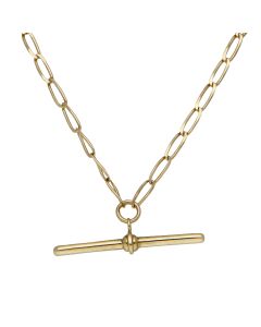 Pre-Owned 9ct Yellow Gold 24" Curb Link T-Bar Chain Necklace