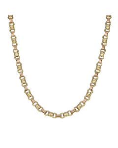 Pre-Owned 9ct Three Colour 17" Ridged Link Chain Necklace