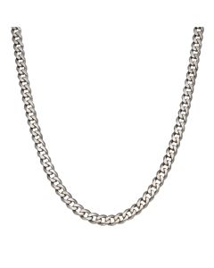 Pre-Owned 9ct White Gold 22" Solid Curb Link Chain Necklace