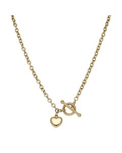 Pre-Owned 9ct Yellow Gold 16" Heart & T-Bar Necklet