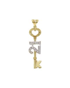 Pre-Owned 9ct Yellow Gold Cubic Zirconia Age 21 Key Pendant