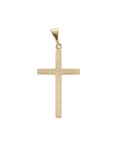 Pre-Owned 9ct Yellow Gold Solid Plain Block Cross Pendant