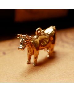 Pre-Owned Vintage 1972 9ct Yellow Gold Cow Charm