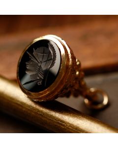 Pre-Owned Vintage 1967 9ct Yellow Gold Onyx Centurian Fob
