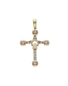 Pre-Owned 9ct Yellow Gold Cubic Zirconia Large Cross Pendant