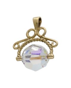 Pre-Owned 9ct Yellow Gold Crystal Spinner Fob Pendant