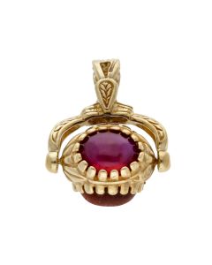 Pre-Owned 9ct Yellow Gold Gemstone Set Spinning Fob Pendant
