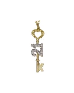 Pre-Owned 9ct Yellow Gold Cubic Zirconia Age 21 Key Pendant