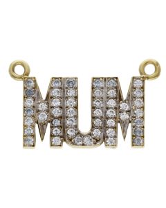 Pre-Owned 9ct Yellow Gold Cubic Zirconia Mum Name Plate