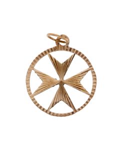 Pre-Owned 9ct Yellow Gold Maltese Cross Circle Pendant